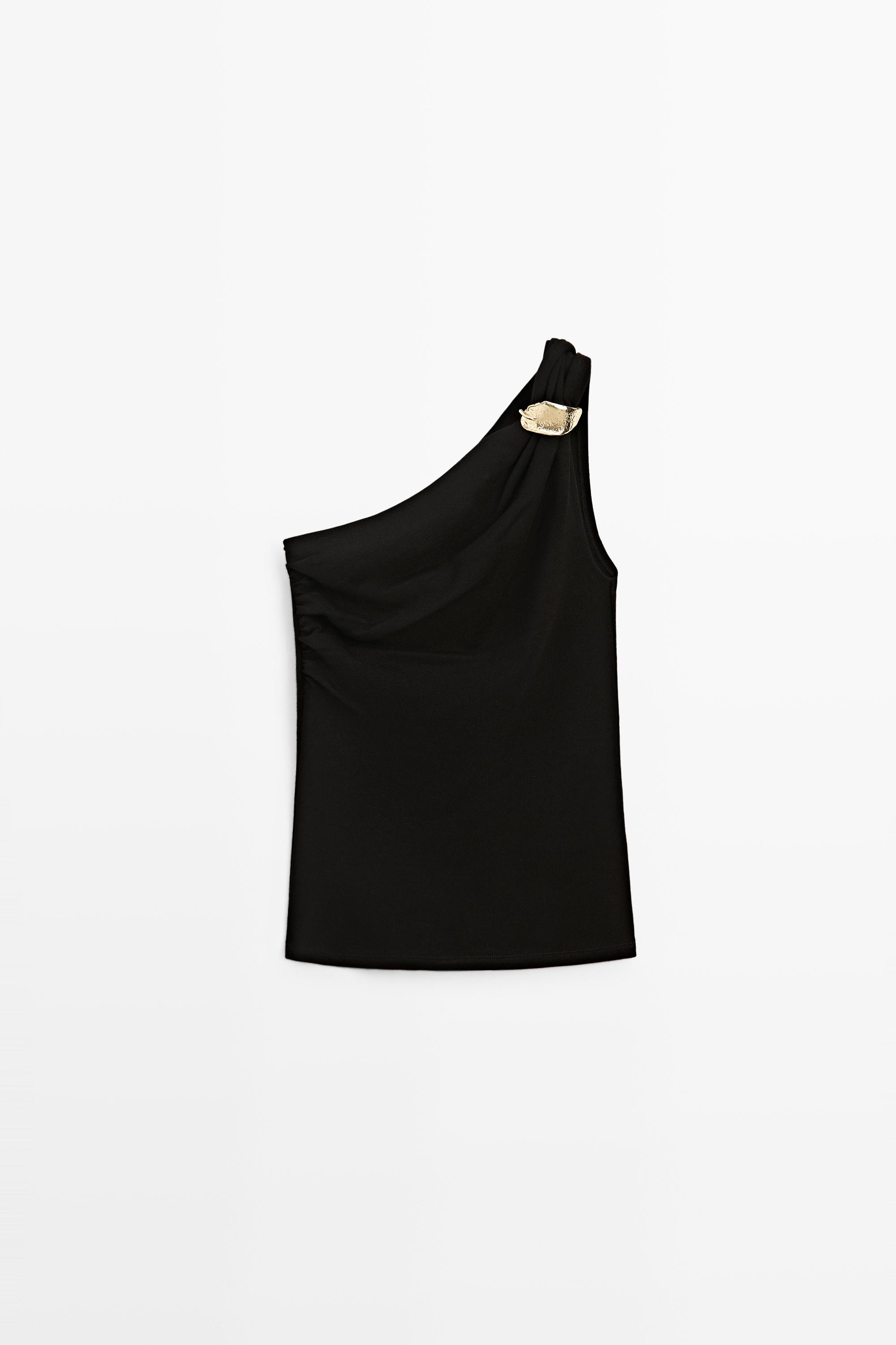Asymmetric top with metal detail